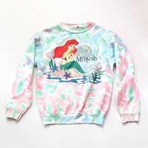 vintage child youth The Little Mermaid Ariel Disney holes sweatshirt glitter wow